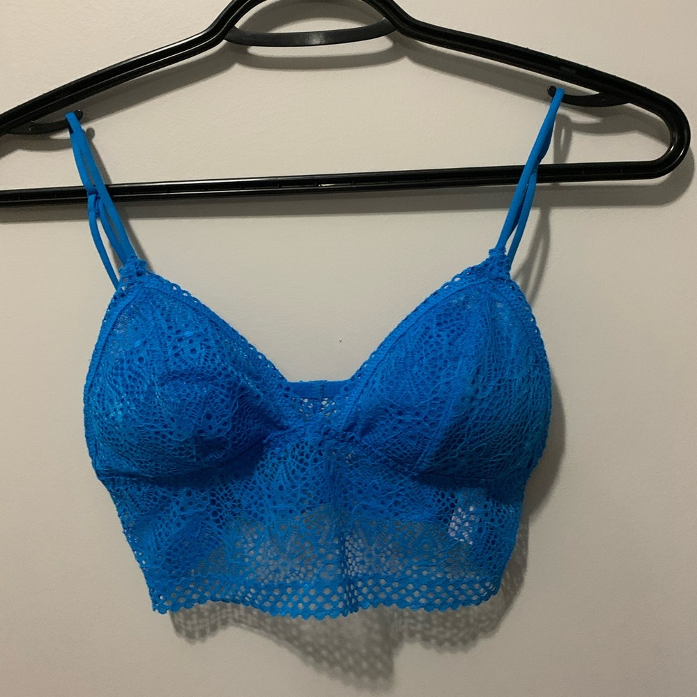 Blue, lace bralette!